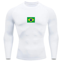 Camiseta Compressão Manga Longa Proteção UV 50+ Bandeira Do Brasil Camiseta Varias Cores Rash Guard
