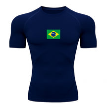 Camiseta Compressão Manga Curta Proteção UV 50+ Bandeira Do Brasil Varias Cores Rash Guard