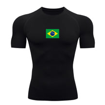 Camiseta Compressão Manga Curta Proteção UV 50+ Bandeira Do Brasil Varias Cores Rash Guard