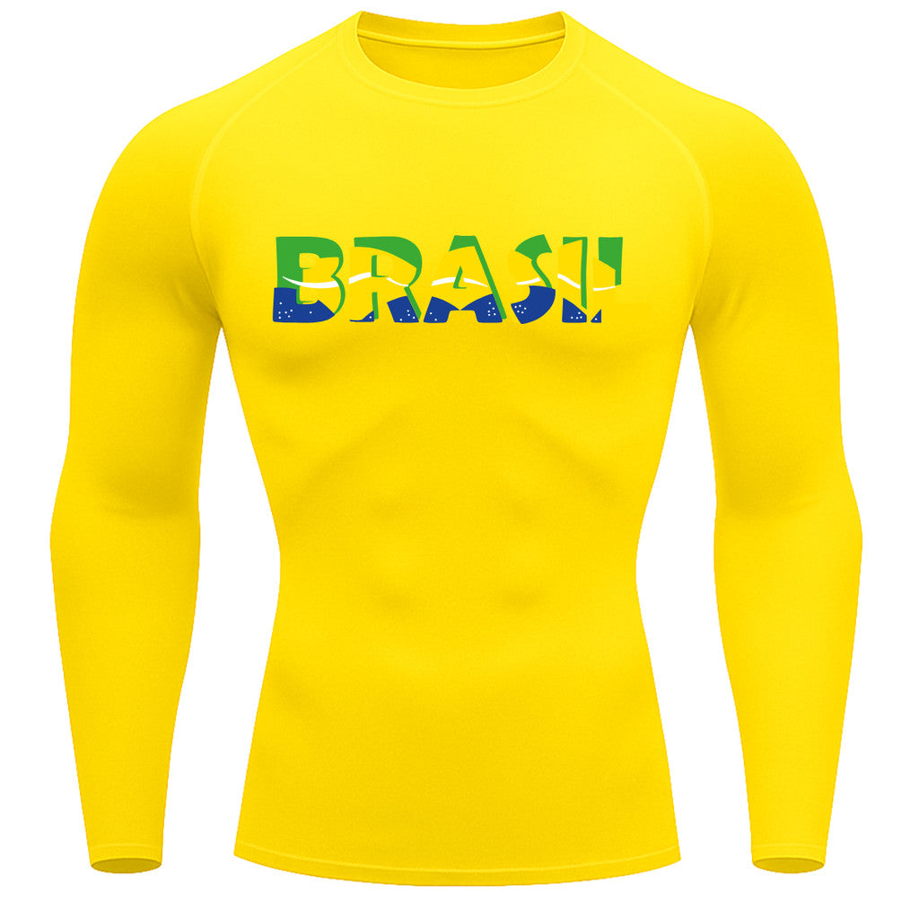 Camiseta Compressão Manga Longa Proteção UV 50+ Brasil Colorido Camiseta Varias Cores Rash Guard