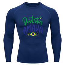 Camiseta Compressão Manga Longa Proteção UV 50+ Pátria Amada Brasil Camiseta Varias Cores Rash Guard