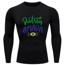 Camiseta Compressão Manga Longa Proteção UV 50+ Pátria Amada Brasil Camiseta Varias Cores Rash Guard