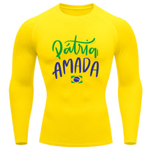 Camiseta Compressão Manga Longa Proteção UV 50+ Pátria Amada Brasil Camiseta Varias Cores Rash Guard