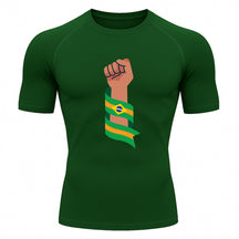 Camiseta Compressão Manga Curta Proteção UV 50+ Resistência Brasil Colorido Camiseta Varias Cores Rash Guard