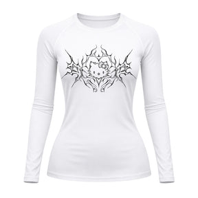 Camiseta Compressão Uv Manga Longa Cyber Tribal Black Heart Hello Kitty Rash Guard