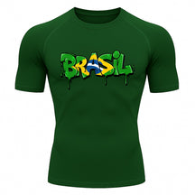 Camiseta Compressão Manga Curta UV Brasil Drip Edition Varias Cores Rash Guard