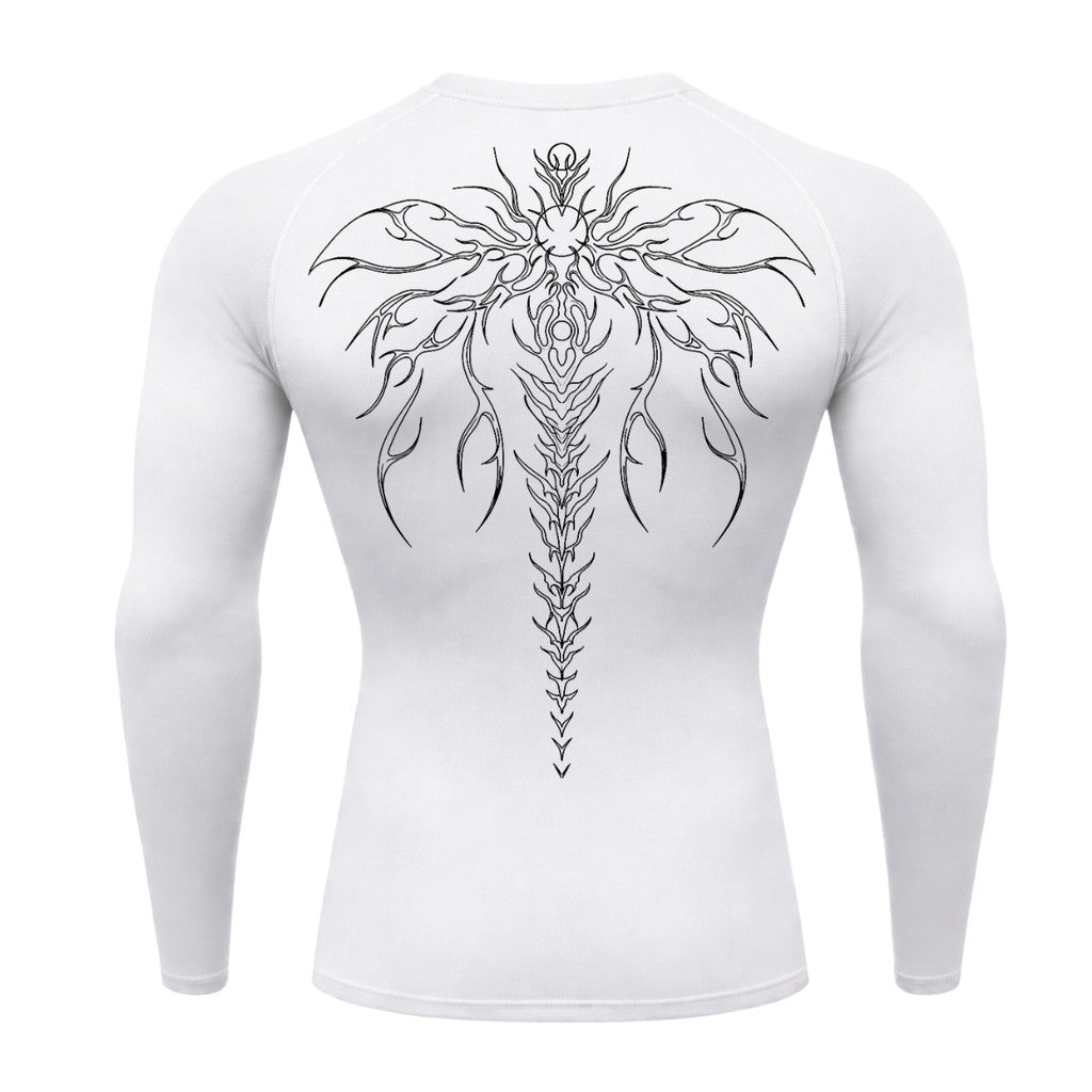 Camiseta Compressão Uv Manga Longa Cyber Tribal Chimera Spine Rash Guard