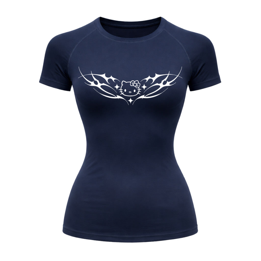 Camiseta Compressão Uv Manga Curta Cyber Tribal Angel Hello Kitty Rash Guard