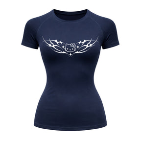 Camiseta Compressão Uv Manga Curta Cyber Tribal Angel Hello Kitty Rash Guard