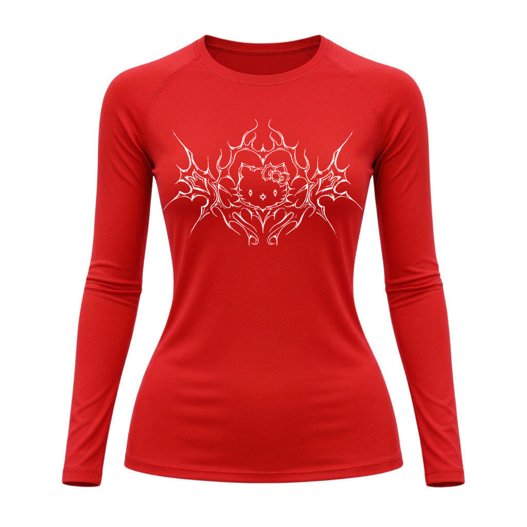 Camiseta Compressão Uv Manga Longa Cyber Tribal Black Heart Hello Kitty Rash Guard