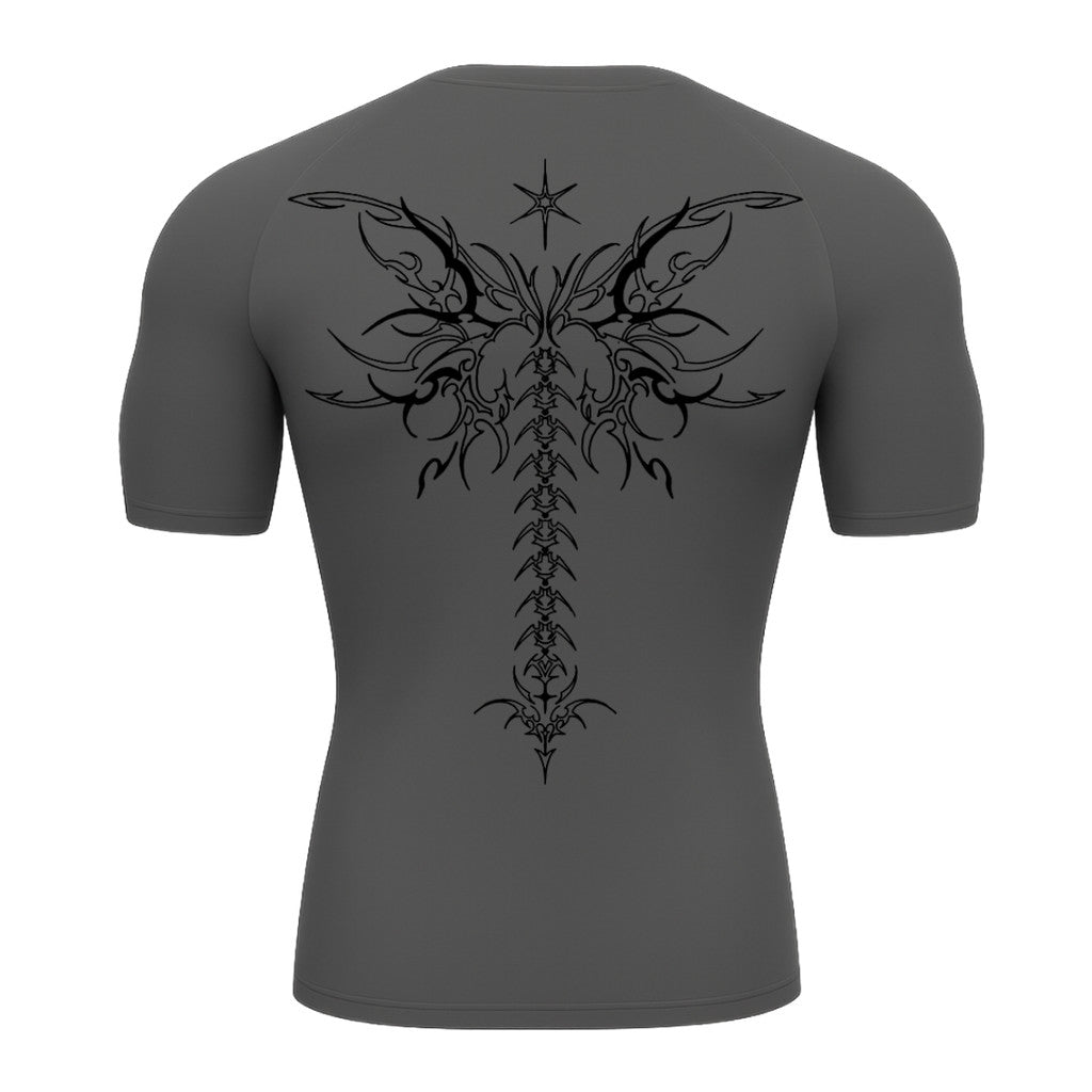 Camiseta Compressão Uv Manga Curta Cyber Tribal Shadow Stinger Wings Rash Guard