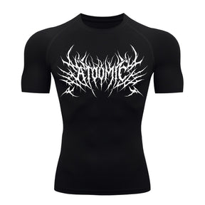 Camiseta Compressão Uv Manga Curta Cyber Tribal Atoomic Invoke Shadow Rash Guard