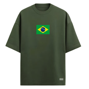 Camiseta Oversized Manga Curta Bandeira Do Brasil Camiseta Varias Cores