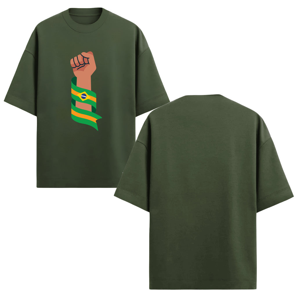 Camiseta Oversized Manga Curta Força Brasil Brasileiro Varias Cores