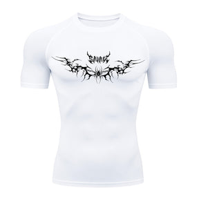 Camiseta Compressão Uv Manga Curta Cyber Tribal Savage Spider Wings Rash Guard