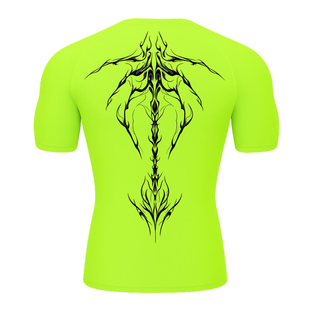 Camiseta Compressão Uv Manga Curta Cyber Tribal Unbreakable Dark Spine Rash Guard