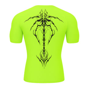 Camiseta Compressão Uv Manga Curta Cyber Tribal Unbreakable Dark Spine Rash Guard
