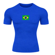 Camiseta Compressão Manga Curta Proteção UV 50+ Bandeira Do Brasil Varias Cores Rash Guard