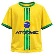 Camiseta Algodão Gola E Manga Colorida Manga Curta UV Atoomic Brasil Edition Varias Cores