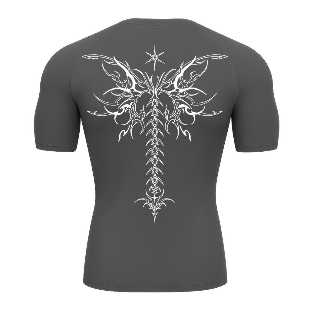 Camiseta Compressão Uv Manga Curta Cyber Tribal Shadow Stinger Wings Rash Guard