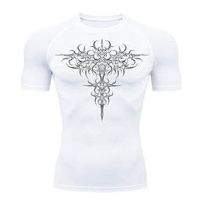 Camiseta Compressão Uv 50+ Manga Curta Cyber Tribal Savage Emblem Rash Guard