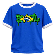 Camiseta Algodão Manga Curta Gola E Manga Colorida UV Atoomic Brasil Drip Edition Copa