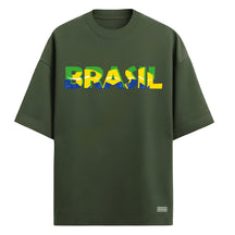 Camiseta Oversized Manga Curta Escrita Do Brasil Varias Cores