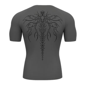 Camiseta Compressão Uv Manga Curta Cyber Tribal Chimera Spine Rash Guard
