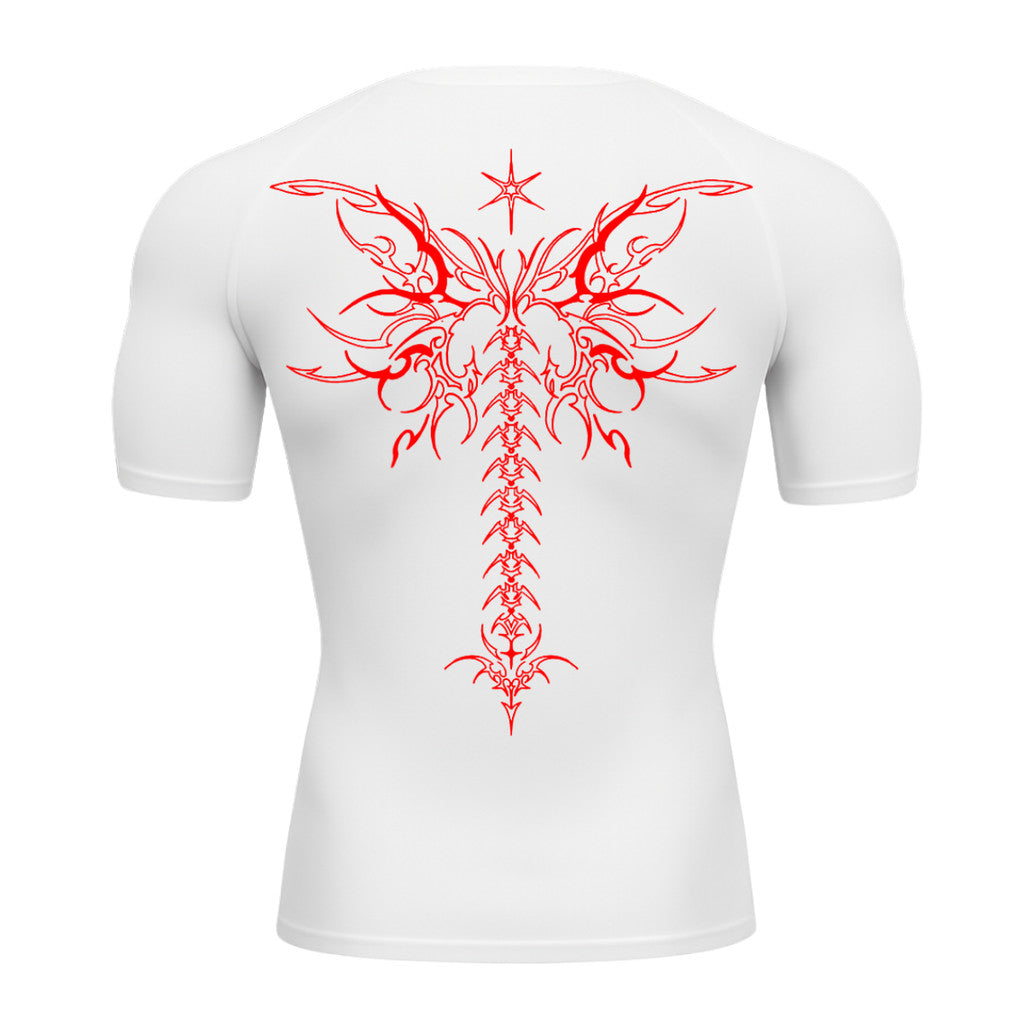 Camiseta Compressão Uv Manga Curta Cyber Tribal Shadow Stinger Wings Rash Guard