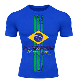 Camiseta Compressão Manga Curta UV Atoomic Brasil Edition Varias Cores Rash Guard
