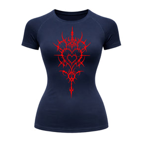 Camiseta Compressão Uv Manga Curta Cyber Tribal Iron Hearth Dark Rash Guard