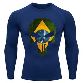 Camiseta Compressão Manga Longa UV Justiceiro Brasil Varias Cores Rash Guard