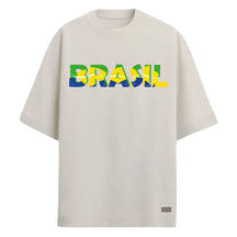 Camiseta Oversized Manga Curta Escrita Do Brasil Varias Cores