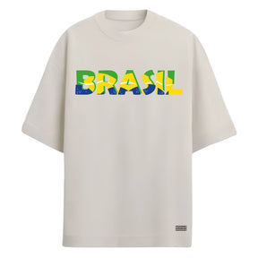 Camiseta Oversized Manga Curta Escrita Do Brasil Varias Cores