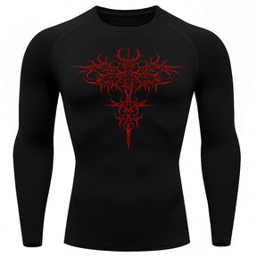 Camiseta Compressão Uv 50+ Manga Longa Cyber Tribal Savage Emblem Rash Guard