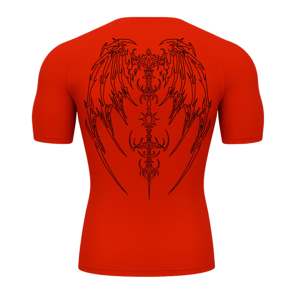 Camiseta Compressão Uv Manga Curta Cyber Tribal Phantom Wings Rash Guard