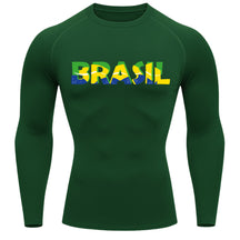 Camiseta Compressão Manga Longa Proteção UV 50+ Brasil Colorido Camiseta Varias Cores Rash Guard
