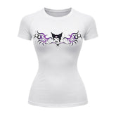 Camiseta Compressão Uv Manga Curta Cyber Tribal Kuromi Hello Kitty Rash Guard