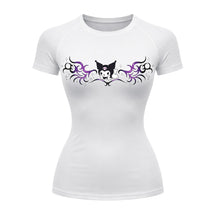 Camiseta Compressão Uv Manga Curta Cyber Tribal Kuromi Hello Kitty Rash Guard