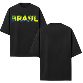 Camiseta Oversized Manga Curta Escrita Do Brasil Varias Cores