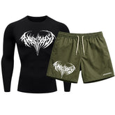 Kit Camiseta Térmica Manga Longa Uv E Bermuda Elastano Estampa Cyber Tribal Narcissist Rash Guard