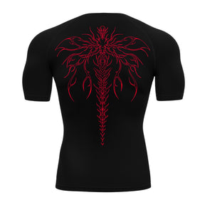 Camiseta Compressão Uv Manga Curta Cyber Tribal Chimera Spine Rash Guard