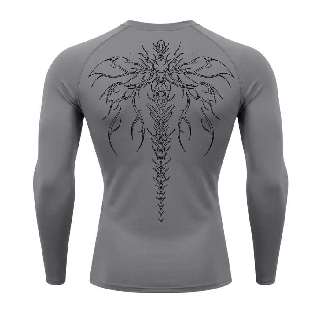 Camiseta Compressão Uv Manga Longa Cyber Tribal Chimera Spine Rash Guard