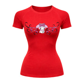 Camiseta Compressão Uv Manga Curta Cyber Tribal My Melody Hello Kitty Rash Guard