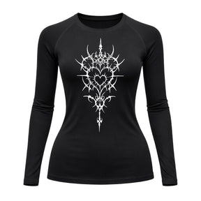 Camiseta Compressão Uv Manga Longa Cyber Tribal Iron Heart Dark Rash Guard