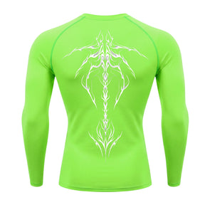 Camiseta Compressão Uv Manga Longa Cyber Tribal Unbreakable Dark Spine Rash Guard