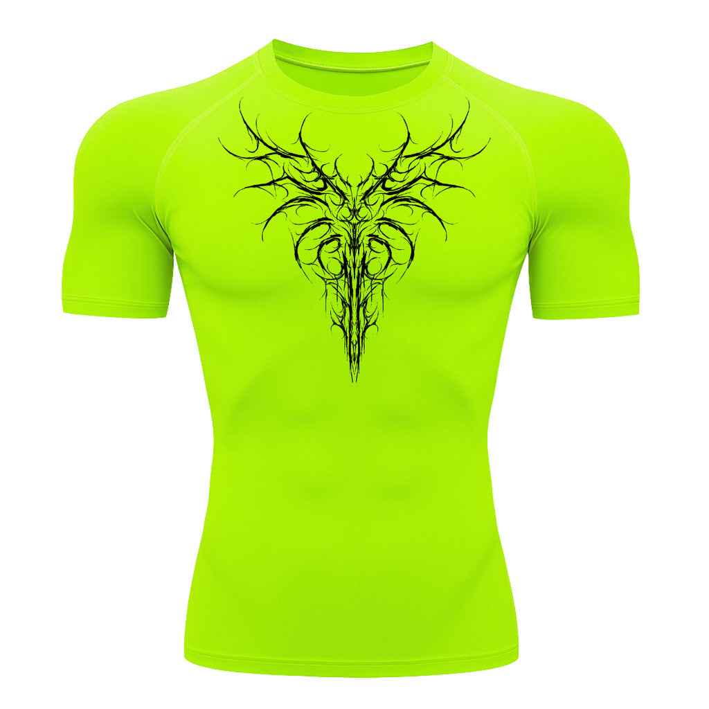 Camiseta Compressão Uv 50+ Manga Curta Cyber Tribal Dark Instinct Rash Guard