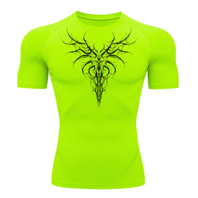 Camiseta Compressão Uv 50+ Manga Curta Cyber Tribal Dark Instinct Rash Guard