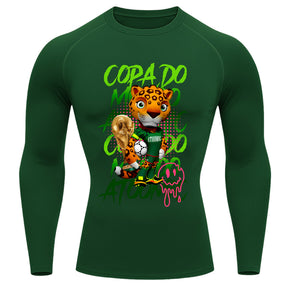 Camiseta Compressão Manga Longa UV Atoomic Onça Mascote Brasil Varias Cores Rash Guard