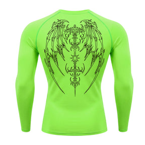 Camiseta Compressão Uv Manga Longa Cyber Tribal Phantom Wings Rash Guard